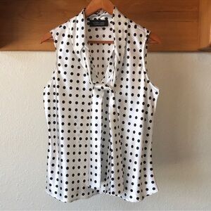 Black Label White and Black Polka Dot Blouse. NWOT